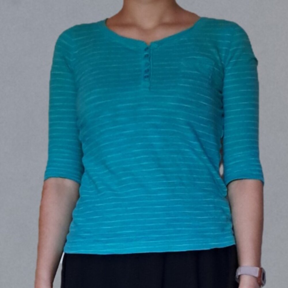 CHEROKEE; Blue Midi-Sleeve Girls' Top; Size Large (10-12)